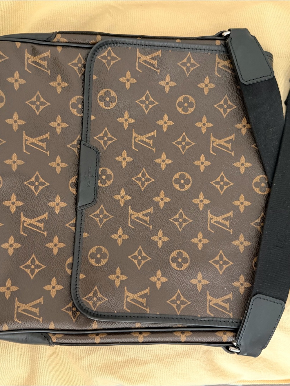 Louis Vuitton Brown Monogram Canvas Messenger with Black Strap